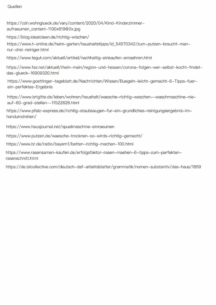  12
S
Das Haus
1- der Garten
2- die Küche
3- das Wohnzimmer
4-der Wäscheraum
5- das
Arbeitszimmer
6- das Badzimmer
7- das
Schlafzimmer
8- da