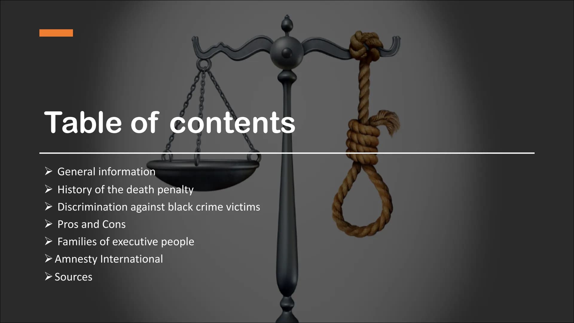 Death penalty
United States
DEATH PENALTY My presentation is about the death
penalty in the United States.
Table of contents
Worldwide there