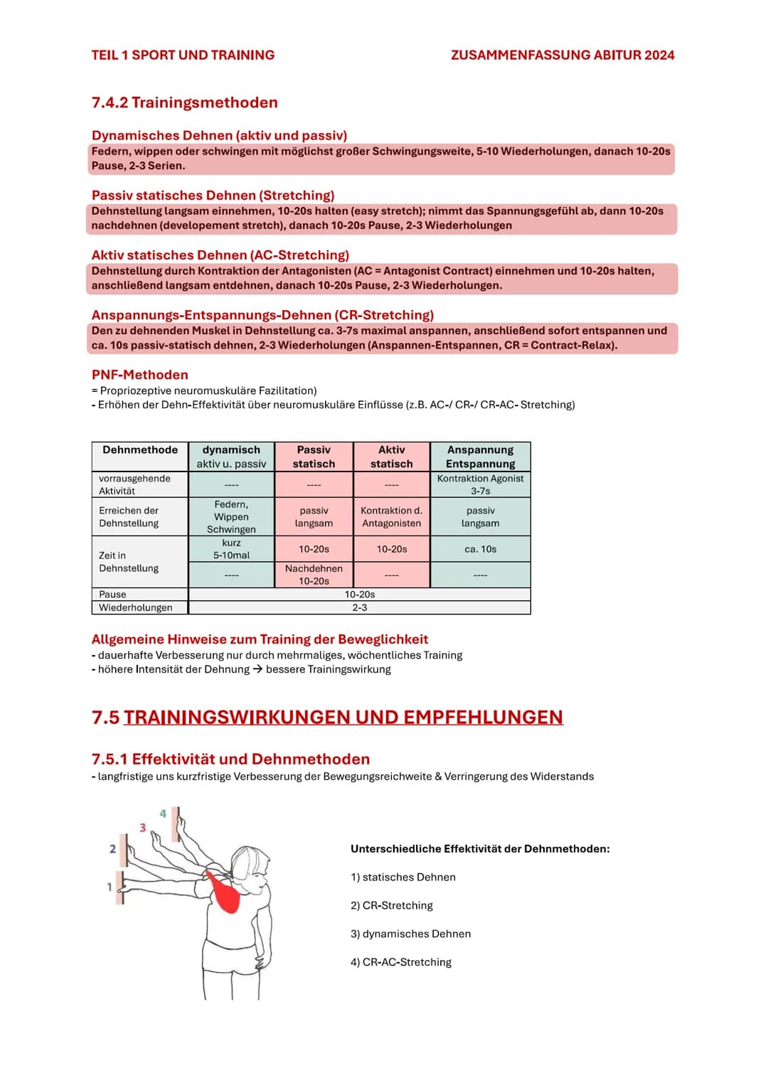 TEIL 1 SPORT UND TRAINING
ZUSAMMENFASSUNG ABITUR 2024
7. BEWEGLICHKEIT
7.1 BEDEUTUNG DER BEWEGLICHKEIT
Beweglichkeit ist die Fähigkeit, Bewe