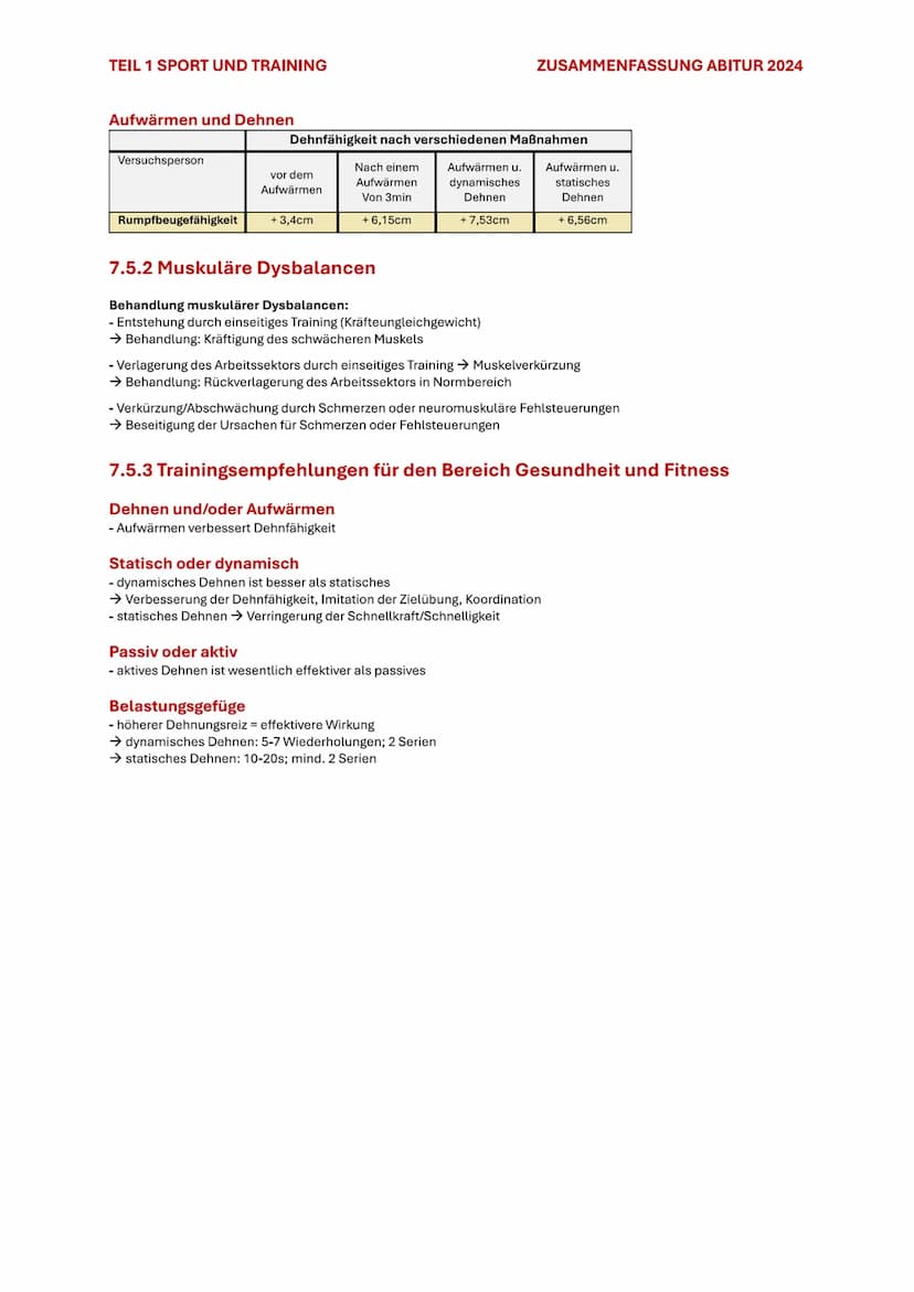 TEIL 1 SPORT UND TRAINING
ZUSAMMENFASSUNG ABITUR 2024
7. BEWEGLICHKEIT
7.1 BEDEUTUNG DER BEWEGLICHKEIT
Beweglichkeit ist die Fähigkeit, Bewe