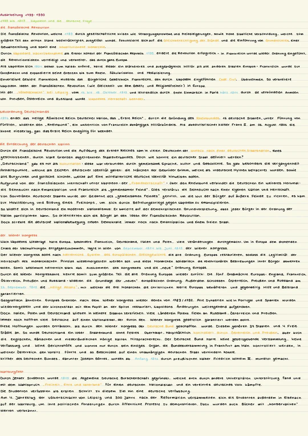 Ausarbeitung 1799-1990.
1999 bis 1819 Napoleon und die deutsche Frage
die französische Revolution
Die französische Revolution, welche 138.9 