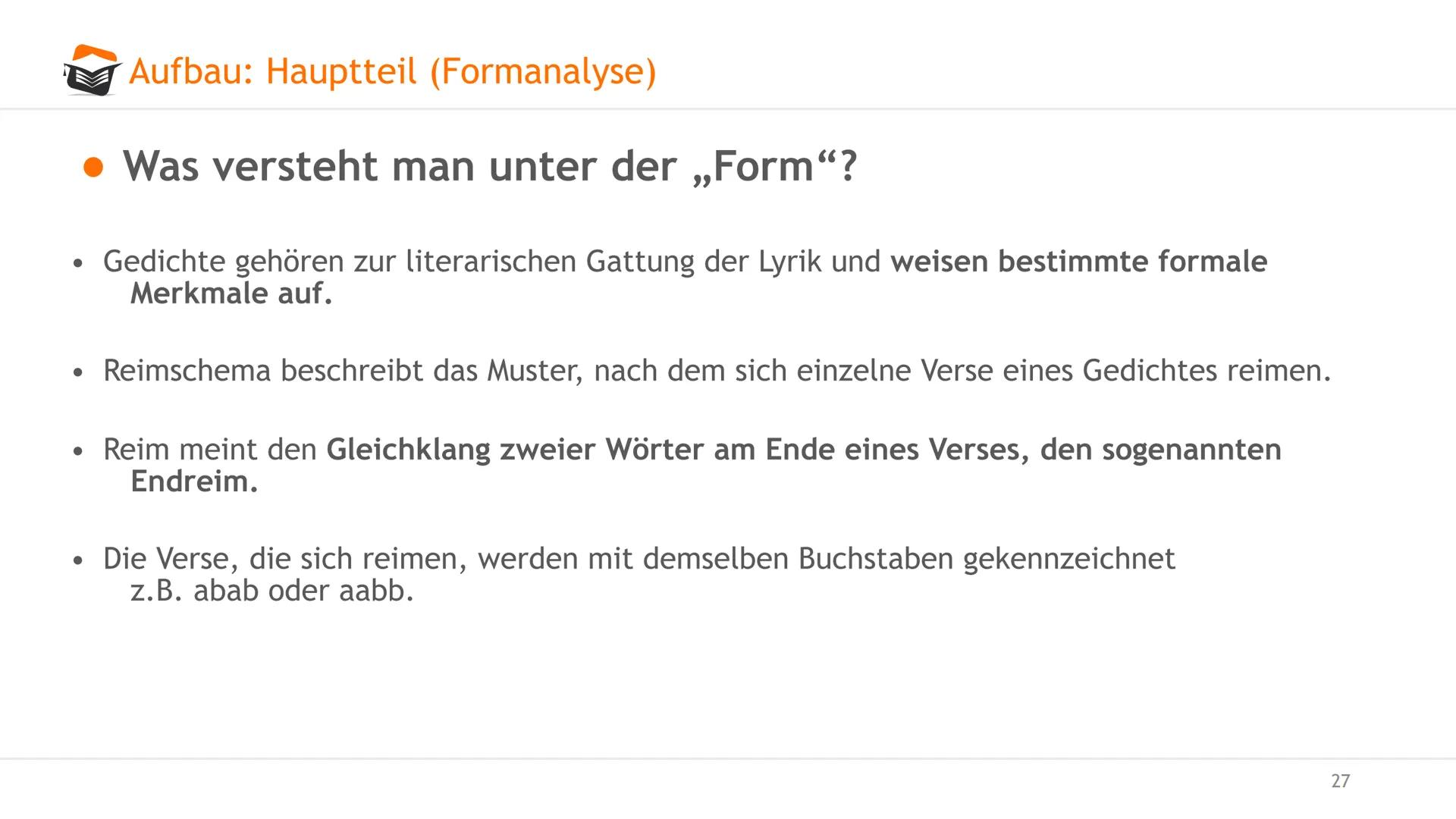 Gedichtanalyse
Angelika Dachtler
O examio
1 Agenda
Gedichtanalyse. Worum gehts?
Aufbau
Einleitung: Einleitungssatz, zeitliche Einorndung, In