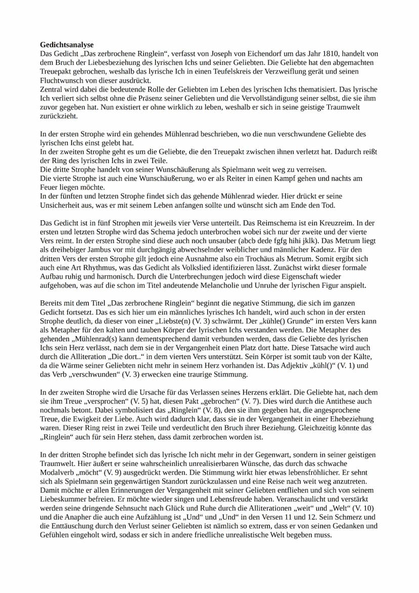 Das zerbrochene Ringlein
Joseph von Eichendorf um 1810
Die Epoche der Romantik
Die Romantik zählt zu den wichtigsten Literaturepochen des 19