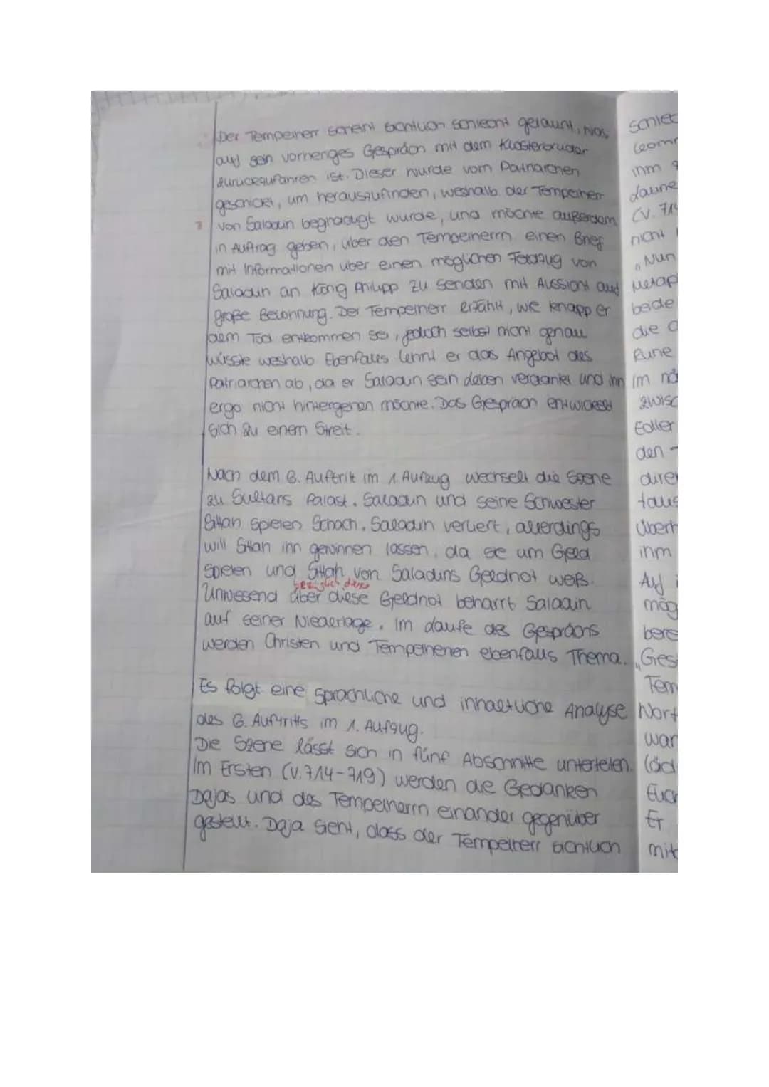 GK 11 De KD
3. Kursarbeit
14.02.22
Thema 1) Analysiere den 6. Auftritt im 1. Aufzug (V. 714-787) des Dramas „Nathan der
Weise".
ODER
Thema 2