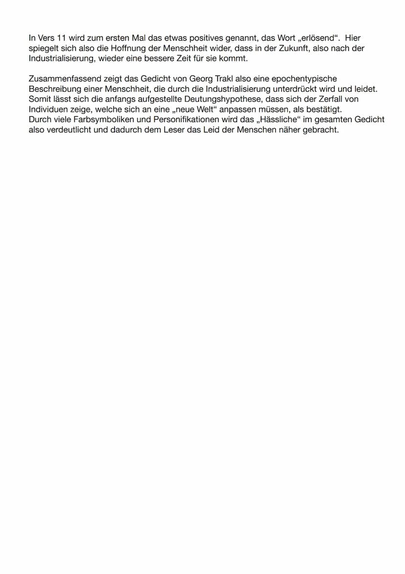 Gedichtsanalyse
Das vorliegende expressionistische Gedicht ,,An die Verstummten", welches
aus dem Jahre 1913 stammt und von Georg Trakl verf
