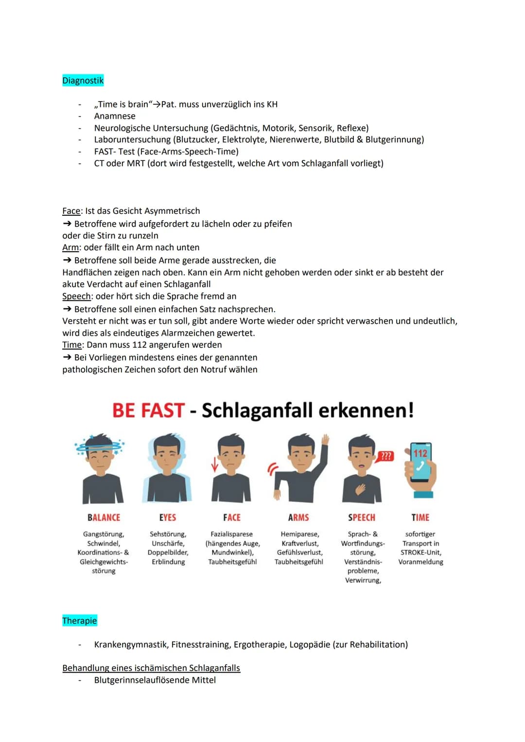 Examensthema: Schlaganfall
Gliederung
Definition
Epidemiologie
Risikofaktoren
Ursachen
Symptome und Folgen
Diagnostik
Therapie
Prävention
Ge
