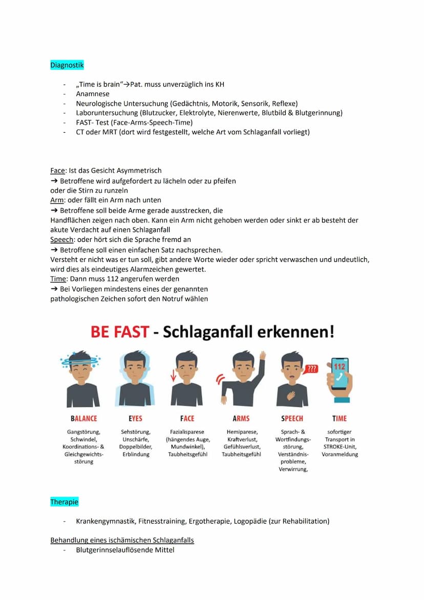 Examensthema: Schlaganfall
Gliederung
Definition
Epidemiologie
Risikofaktoren
Ursachen
Symptome und Folgen
Diagnostik
Therapie
Prävention
Ge
