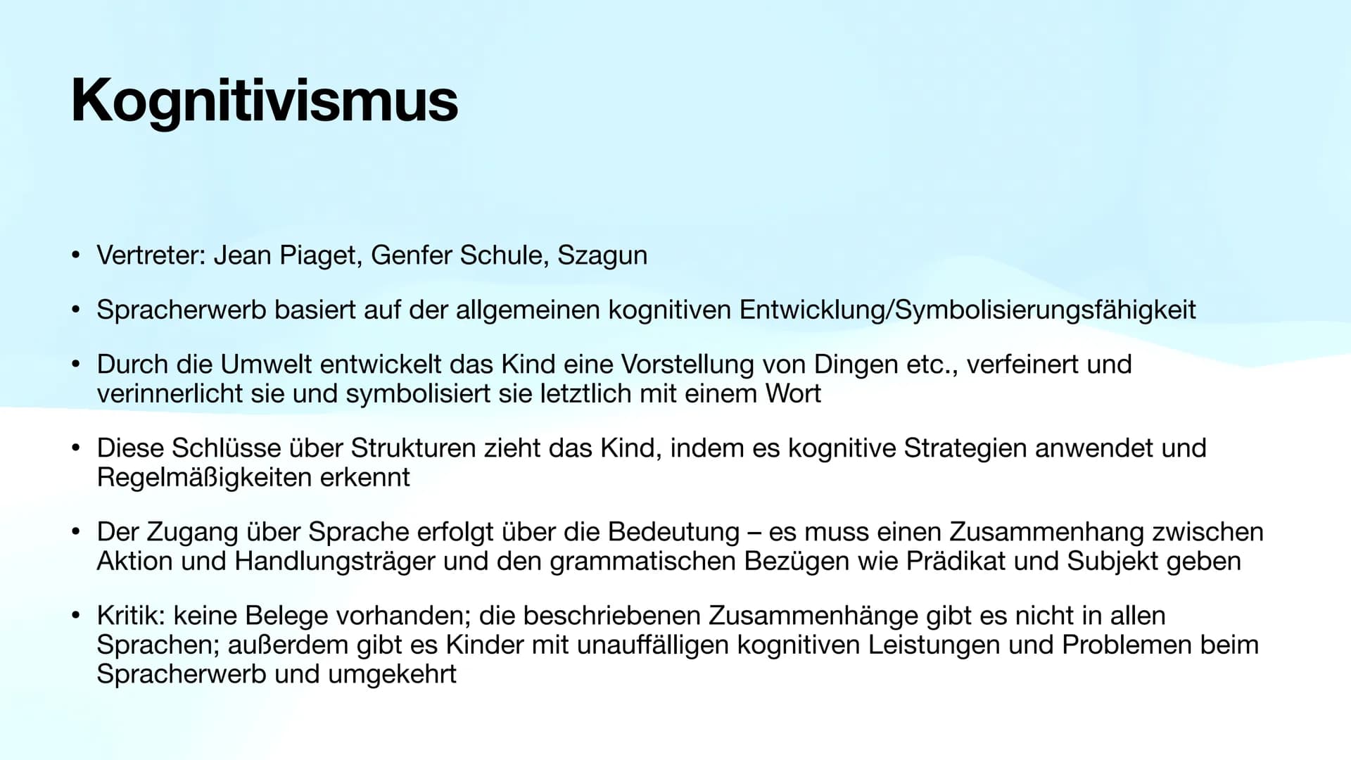 Die Spracherwerbstheorien
Behaviorismus, Nativismus, Kognitivismus, Interaktionismus
Von Lilia und Sarah Inhaltsverzeichnis
Spracherwerbsthe