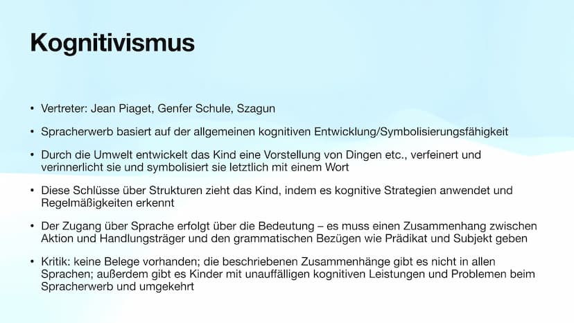 Die Spracherwerbstheorien
Behaviorismus, Nativismus, Kognitivismus, Interaktionismus
Von Lilia und Sarah Inhaltsverzeichnis
Spracherwerbsthe