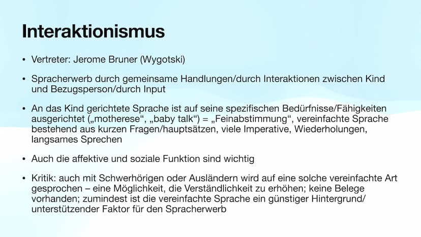 Die Spracherwerbstheorien
Behaviorismus, Nativismus, Kognitivismus, Interaktionismus
Von Lilia und Sarah Inhaltsverzeichnis
Spracherwerbsthe