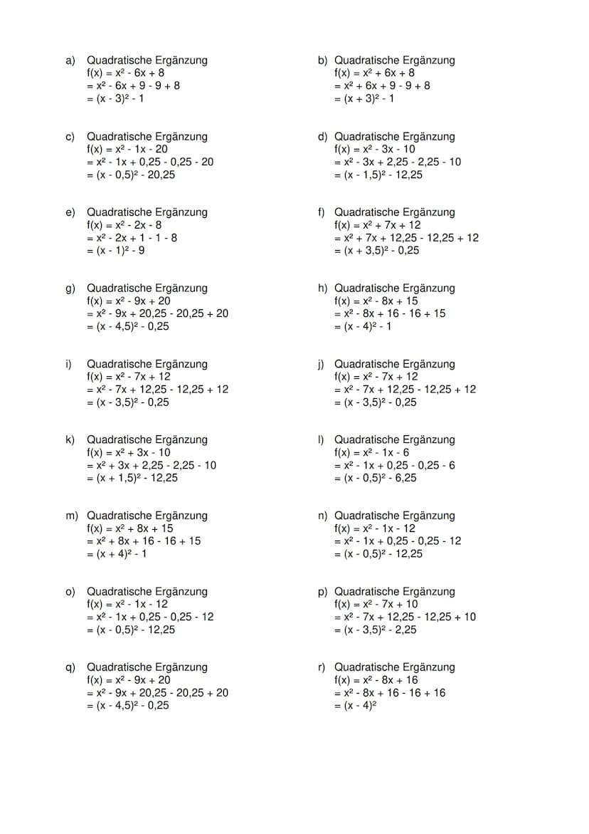 Quadratische Funktionen: Normalform in Scheitelpunktform umformen
Aufgabe:
Gegeben ist eine quadratische Funktion in Normalform.
Forme sie i