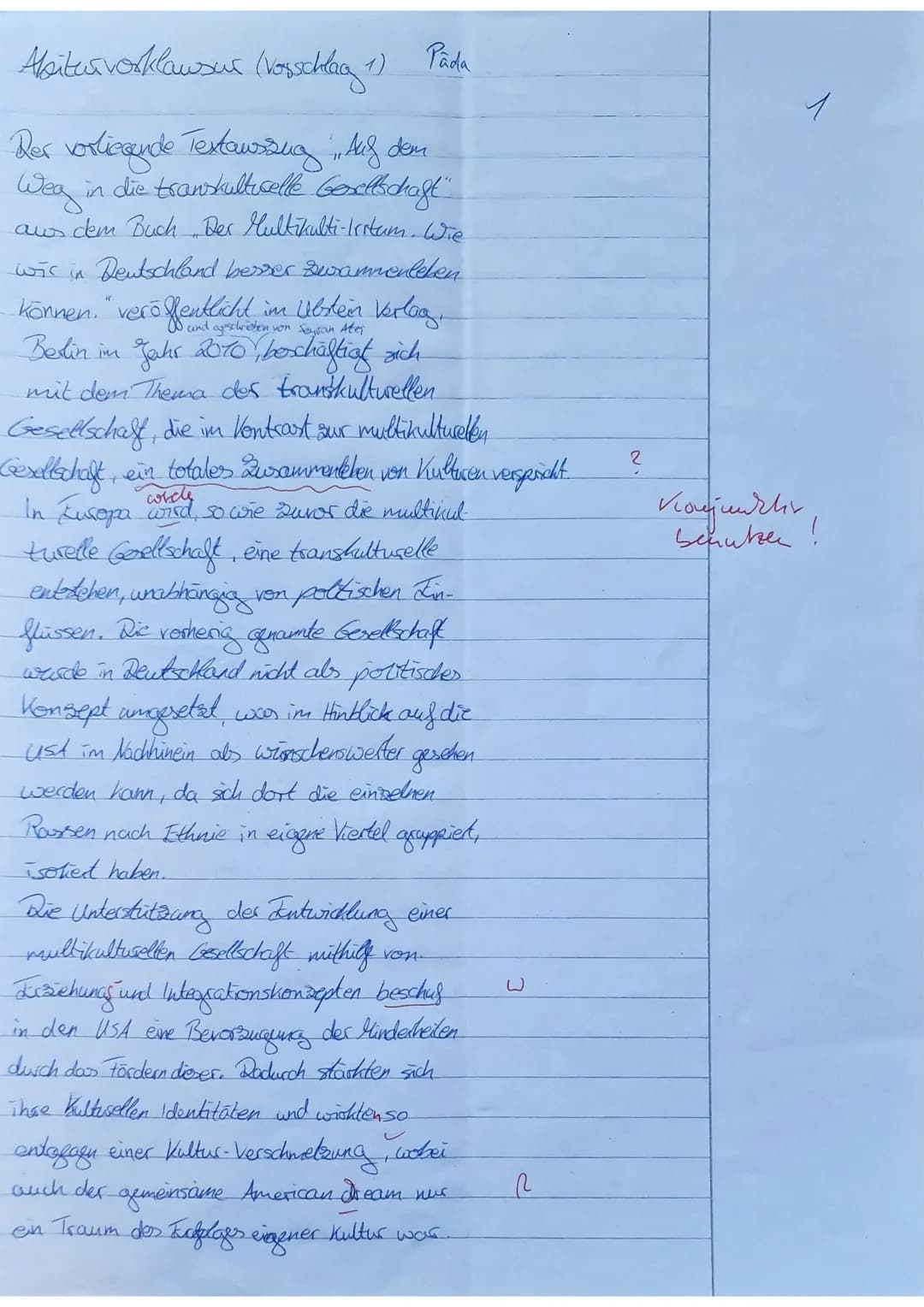 GK EW Q2
Name:
Abiturvorklausur (Vorschlag 1)
Aufgabenstellung:
Quelle:
Seyran Ates: Der Multikulti-Irrtum. Wie wir in Deutschland besser zu