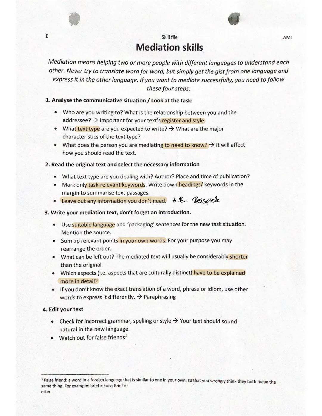 →(to) mediate = to communicate information between people
42.B.: Deutsch auf Englisch übersetzen.
→ worauf muss man achter
1.) Beachte die r