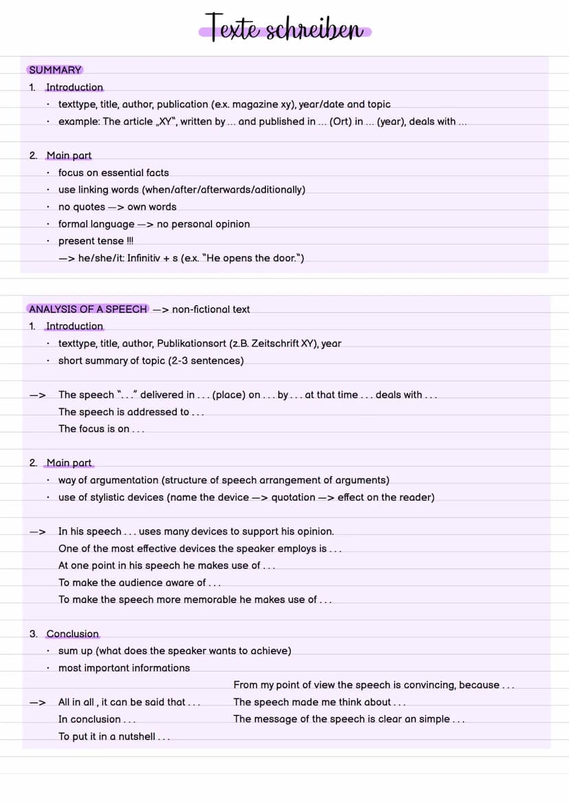 Abiturzusammenfassung BK
Texte schreiben
summary, analysing non-fictional and fictional
texts, analysing statistics. comment/discussion,
med