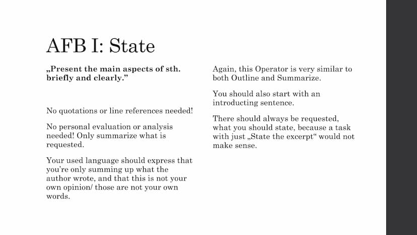 Operatoren: Englisch LK For all Operatoren,
remember:
Short forms like „it's“ and „he's/she's/they're" are not allowed and will
be counted t