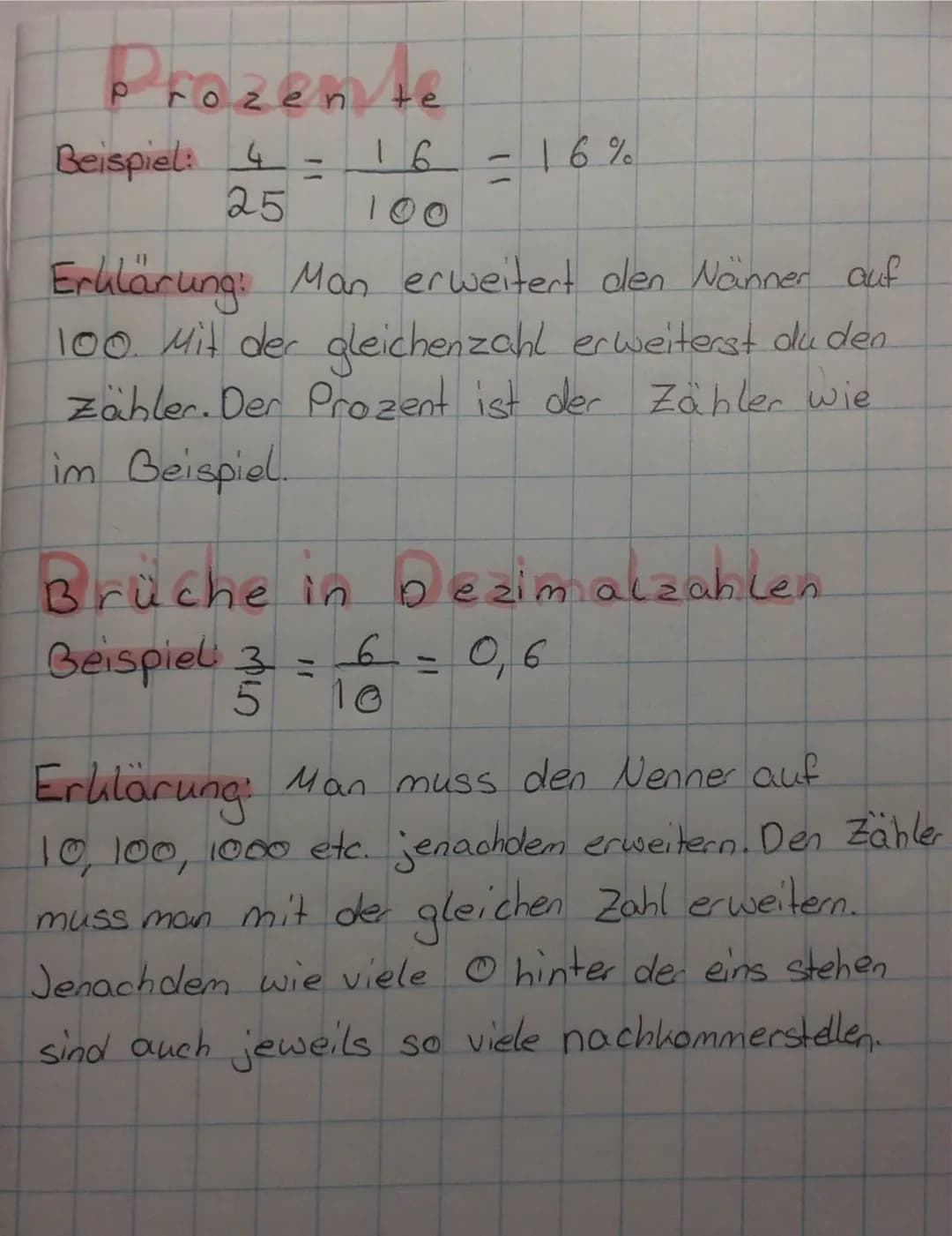Prozente
Beispiel: 4-
25
16 - 16%
Erklärung: Man erweitert den Nänner auf
100. Mit der gleichenzahl erweiterst du den
zähler. Der Prozent is