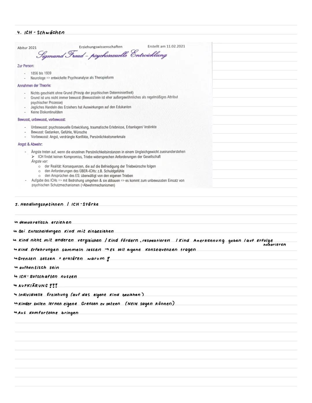  Pädagogik - Klausur - Lernzettel
1. Information / Schreibhilfen
2. das Instanzenmodell nach Frevd
3. Eisbergmodel
4. ICH-Schwächen
3. Handl