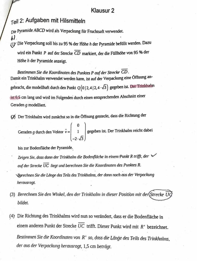 Name:
Teil 2: Aufgaben mit Hilsmitteln
Aufgabe 2:
Verpackungen für Fruchtsaft, kleine Mengen Süßigkeiten oder Zucker haben manchmal die
Form