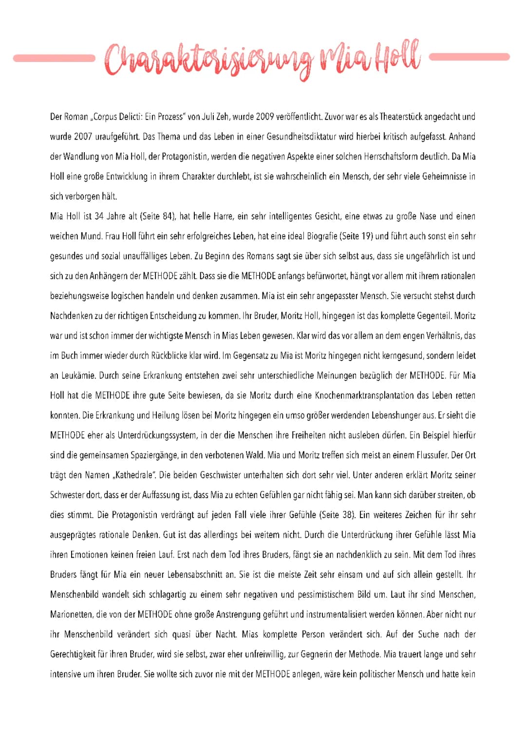 Charakterisierung Mia Holl