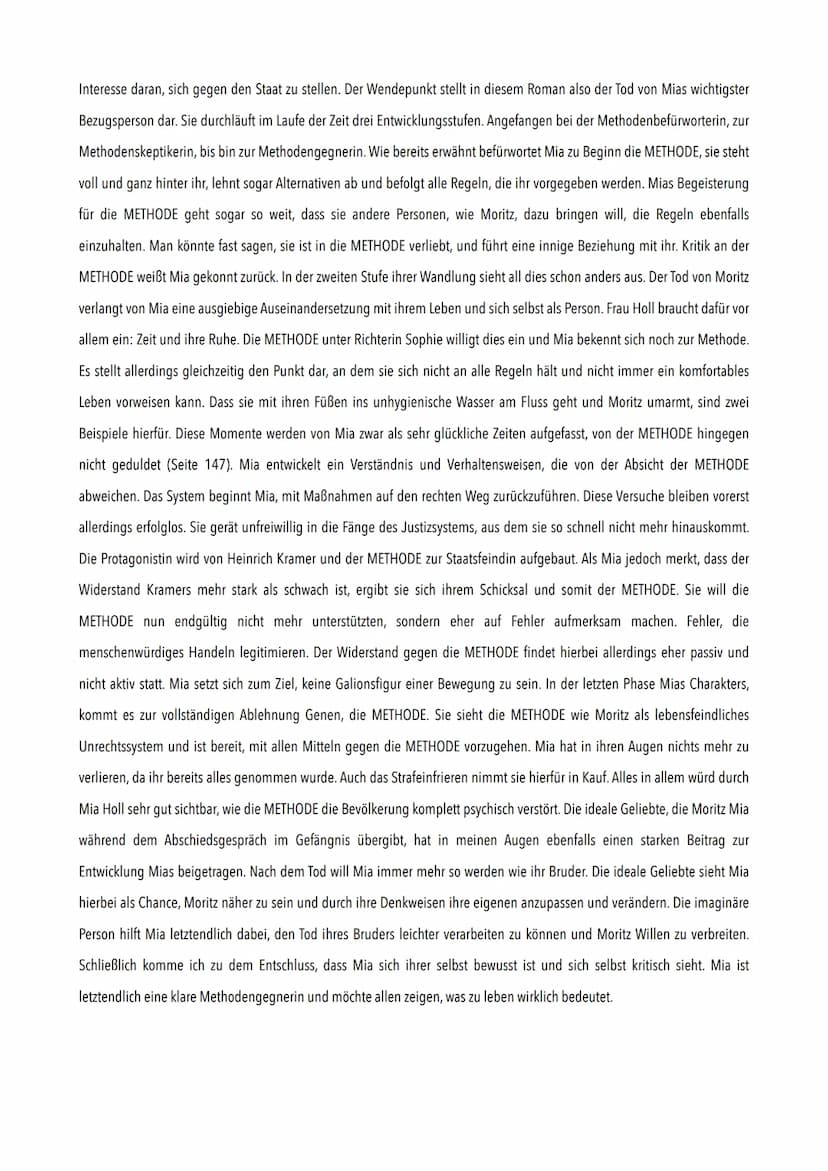 Charakterisierung Mia Holl
Der Roman ,,Corpus Delicti: Ein Prozess" von Juli Zeh, wurde 2009 veröffentlicht. Zuvor war es als Theaterstück a