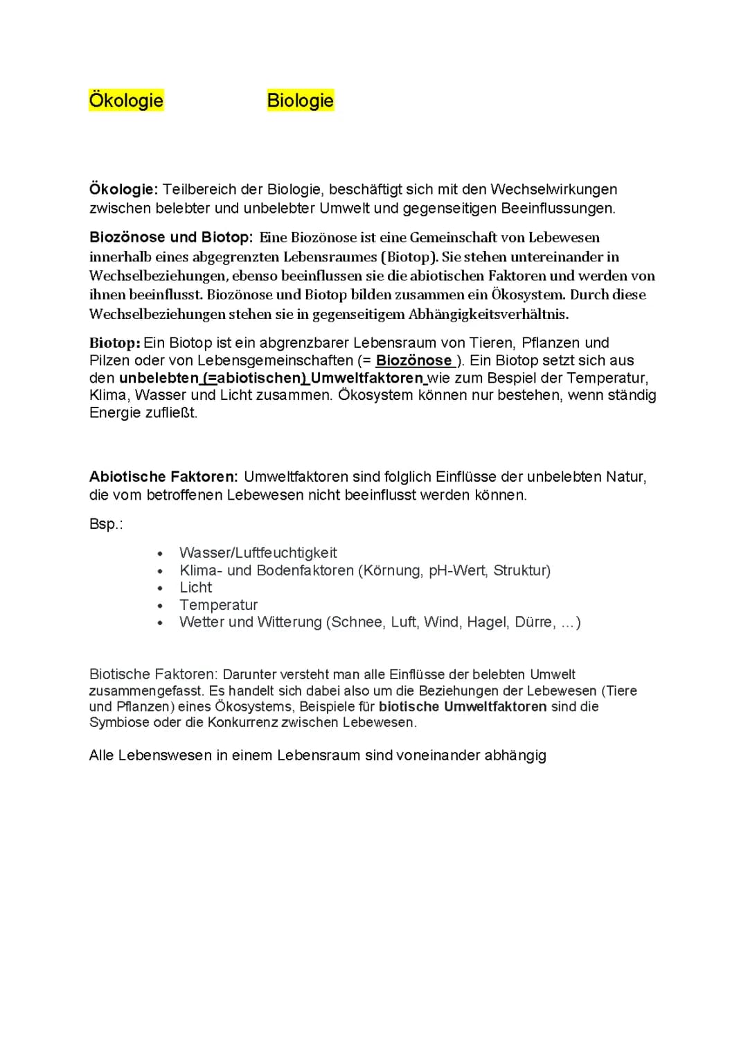 Ökologie 