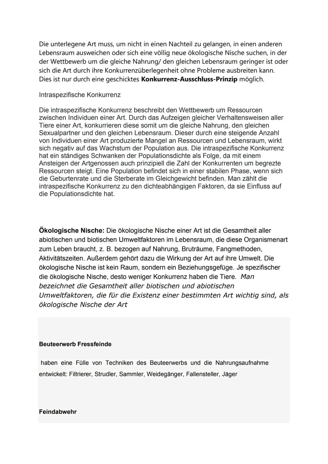 Ökologie
Ökologie: Teilbereich der Biologie, beschäftigt sich mit den Wechselwirkungen
zwischen belebter und unbelebter Umwelt und gegenseit