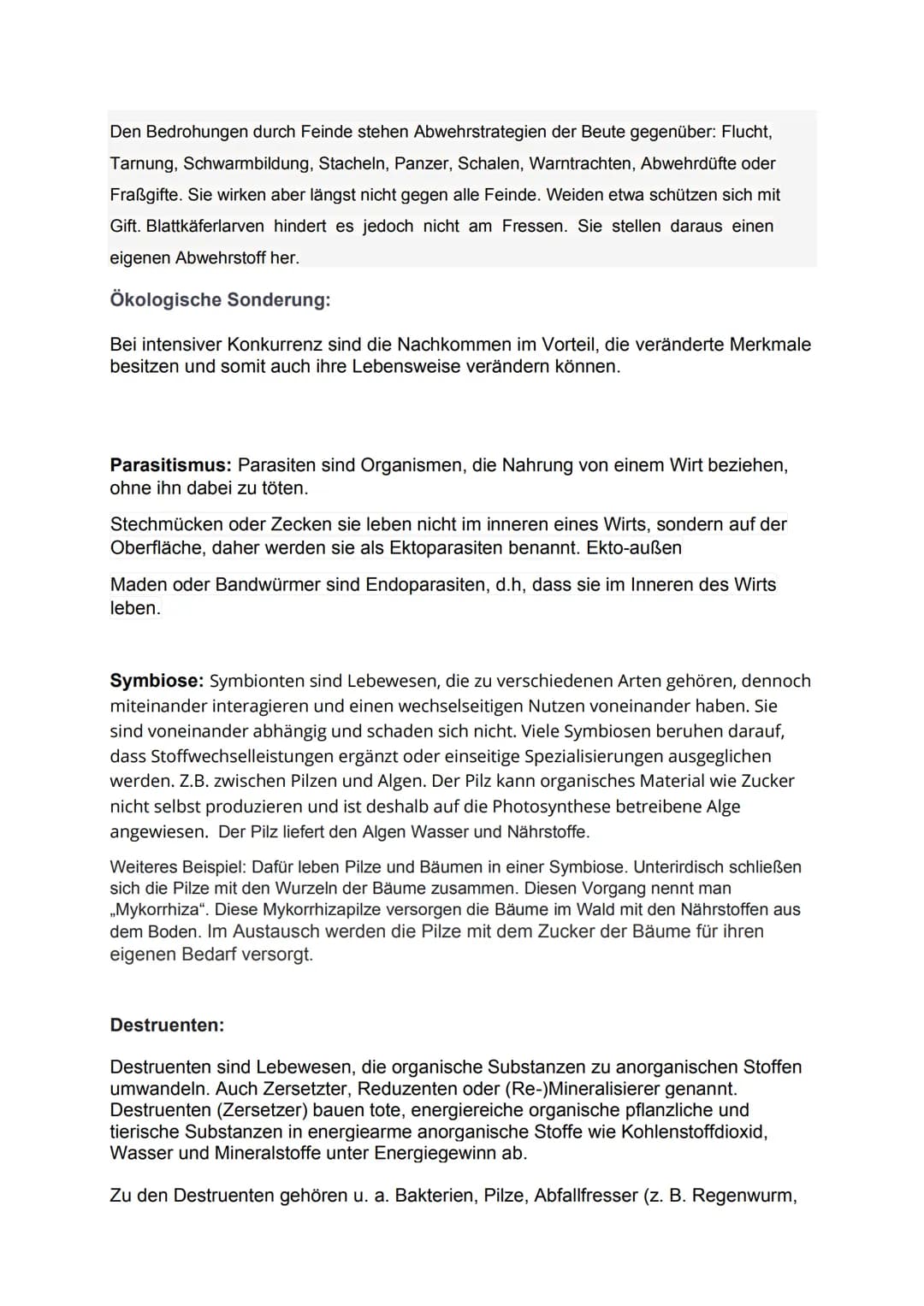 Ökologie
Ökologie: Teilbereich der Biologie, beschäftigt sich mit den Wechselwirkungen
zwischen belebter und unbelebter Umwelt und gegenseit