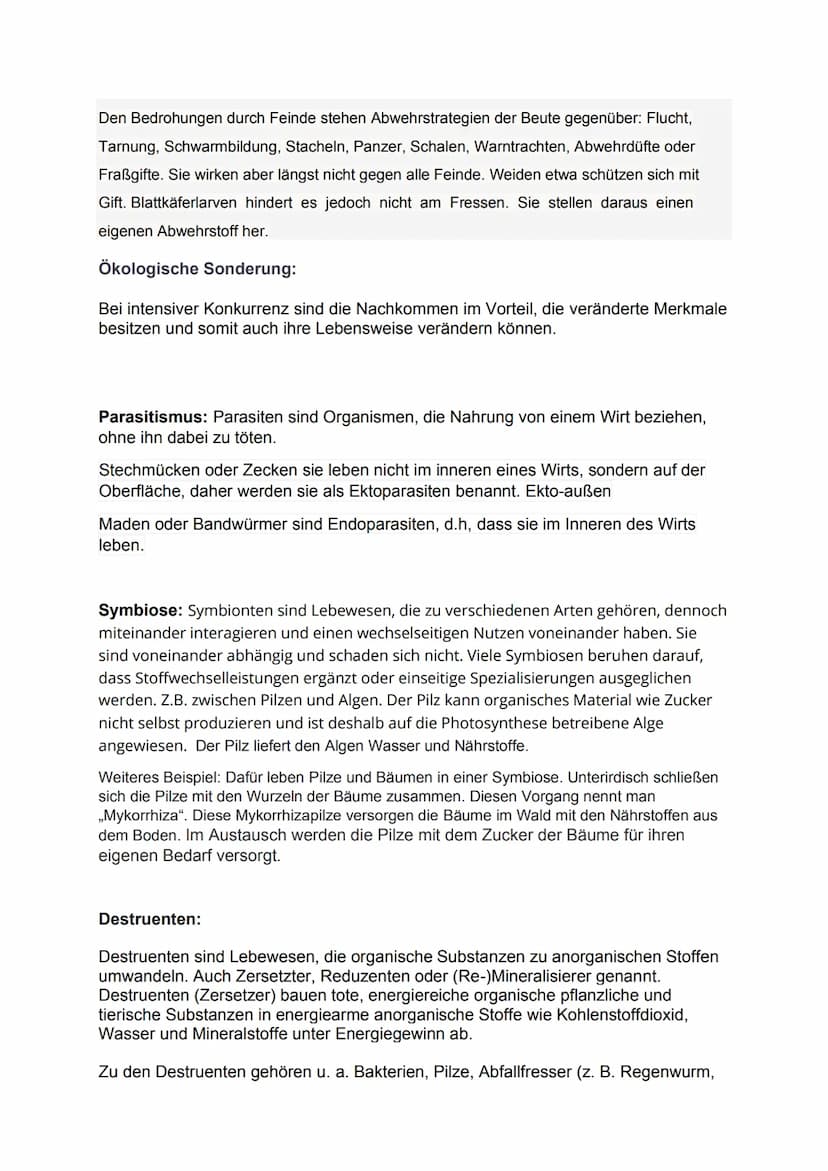 Ökologie
Ökologie: Teilbereich der Biologie, beschäftigt sich mit den Wechselwirkungen
zwischen belebter und unbelebter Umwelt und gegenseit