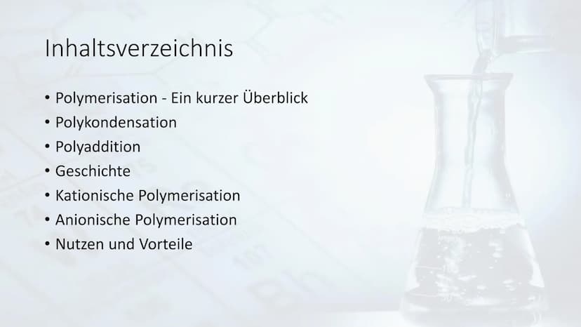 B
N
CH₂
lonische Polymerisation
75
aste
74
W Re
bohnium
107
Bh H
APPROX Inhaltsverzeichnis.
• Polymerisation - Ein kurzer Überblick
• Polyko