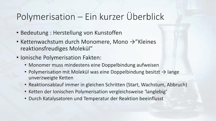 B
N
CH₂
lonische Polymerisation
75
aste
74
W Re
bohnium
107
Bh H
APPROX Inhaltsverzeichnis.
• Polymerisation - Ein kurzer Überblick
• Polyko