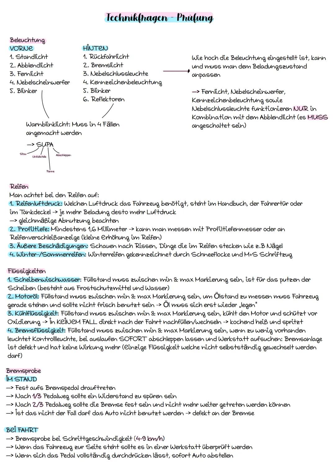 # Technikfragen - Phúfung

Beleuchtung
VORNE
1. Standlicht
2. Abblendlicht
3. Fernlicht
4. Nebelscheinwerfer
S. Blinker

HINTEN
1. Rückfahrl