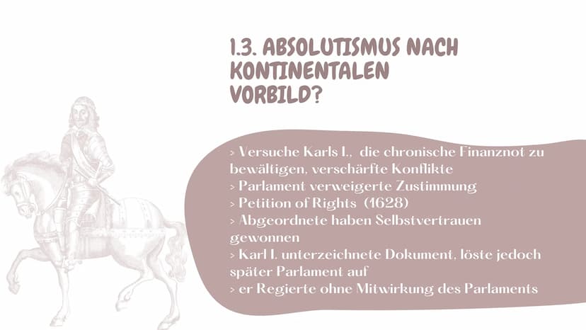DIE "GLORREICHE REVOLUTION
von England
1688/89 Inhaltsverzeichnis
1. VORGESCHICHTE
1.1. Ursachen
1.2. Das Verhältnis von Krone und Parlament