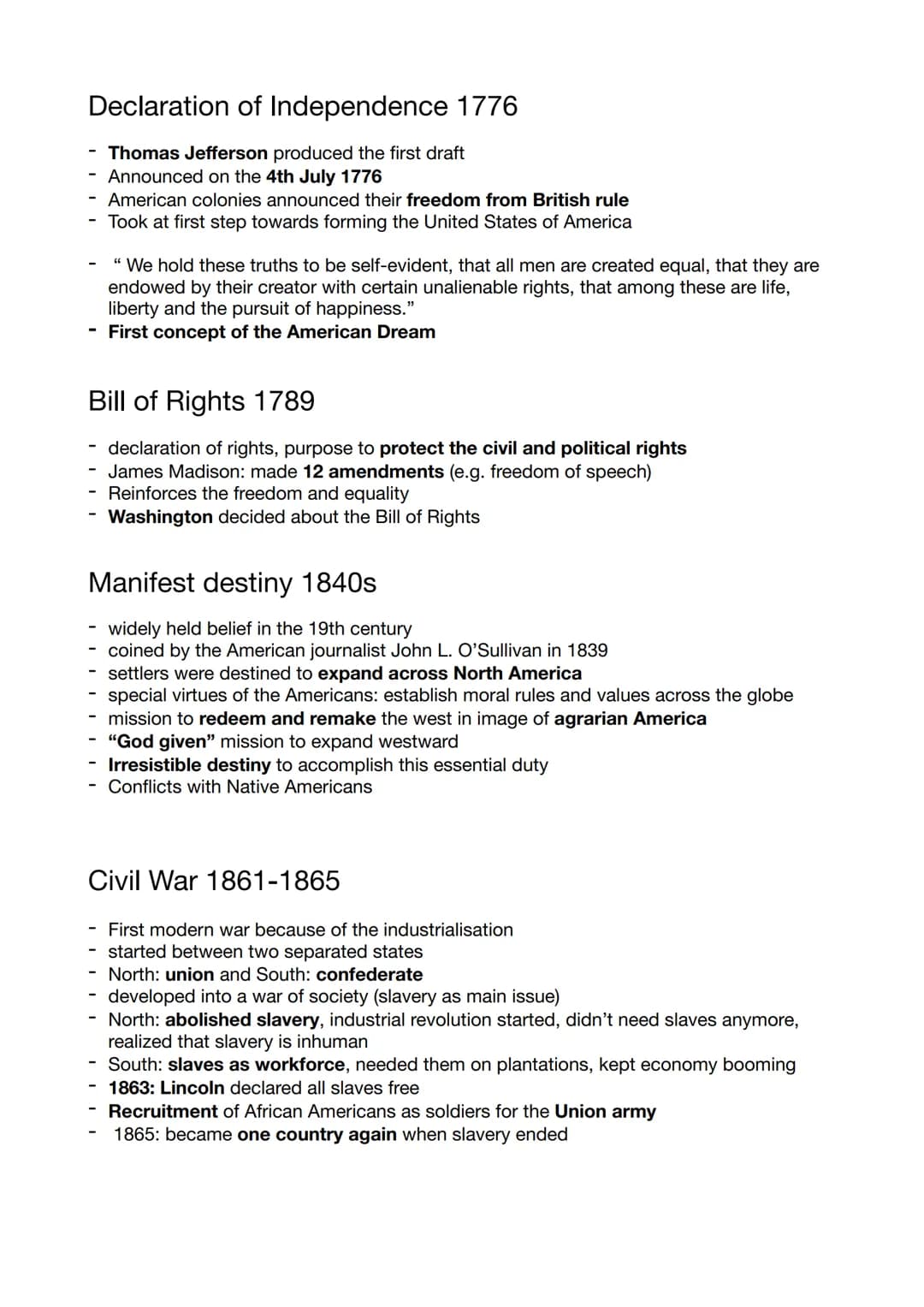 American Dream
Slavery in the US 1619-1865
Columbus 1492
Promised Land 16th/17th century
Boston Tea Party 1773
Declaration of Independence 1