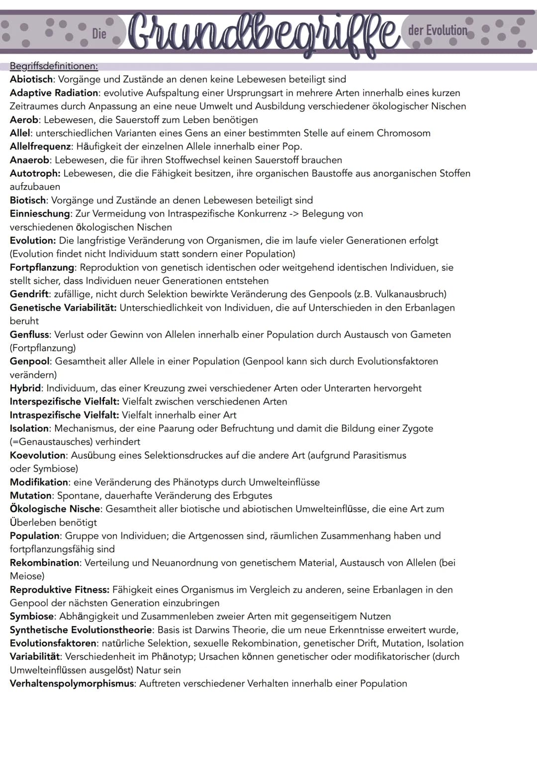 : : : : :-* Grundbegriffe:::
Die
Begriffsdefinitionen:
Abiotisch: Vorgänge und Zustände an denen keine Lebewesen beteiligt sind
Adaptive Rad