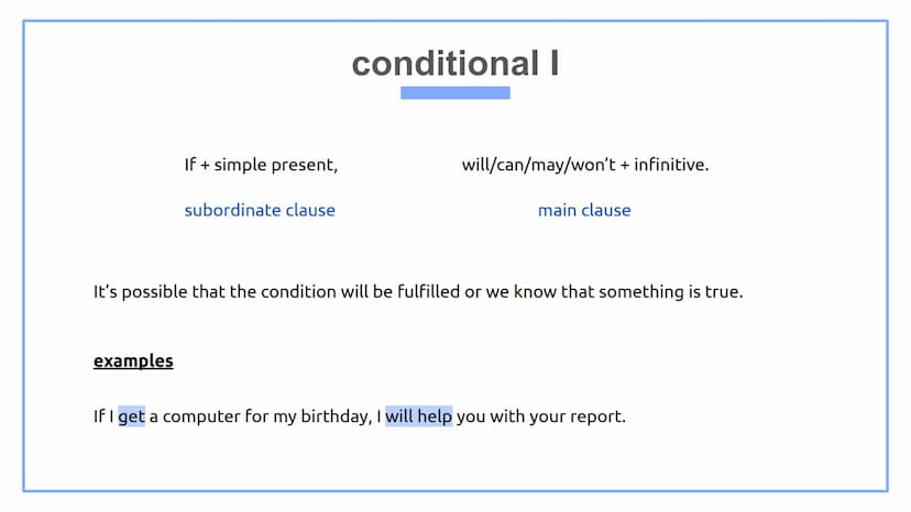 MARLEN
conditionals in the English language
EN11/1
15TH NOVEMBER 2021 1
2
3
4
contents
conditional I
conditional I
conditional II
shortened 