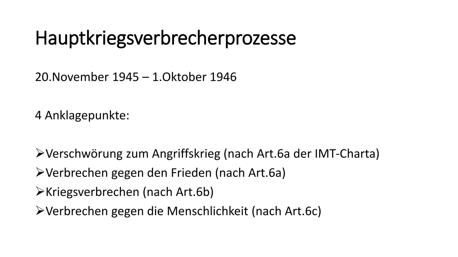 Nürnberger Prozesse - Warum waren diese so bedeutend?
Allgemein
- Beginn der Nürnberger Prozesse: 20. November 1945
- Die 3 größten Verbrech