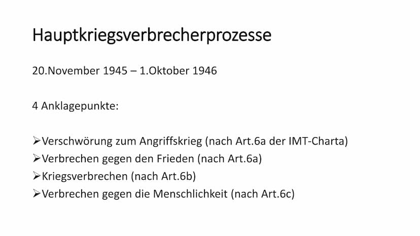 Nürnberger Prozesse - Warum waren diese so bedeutend?
Allgemein
- Beginn der Nürnberger Prozesse: 20. November 1945
- Die 3 größten Verbrech