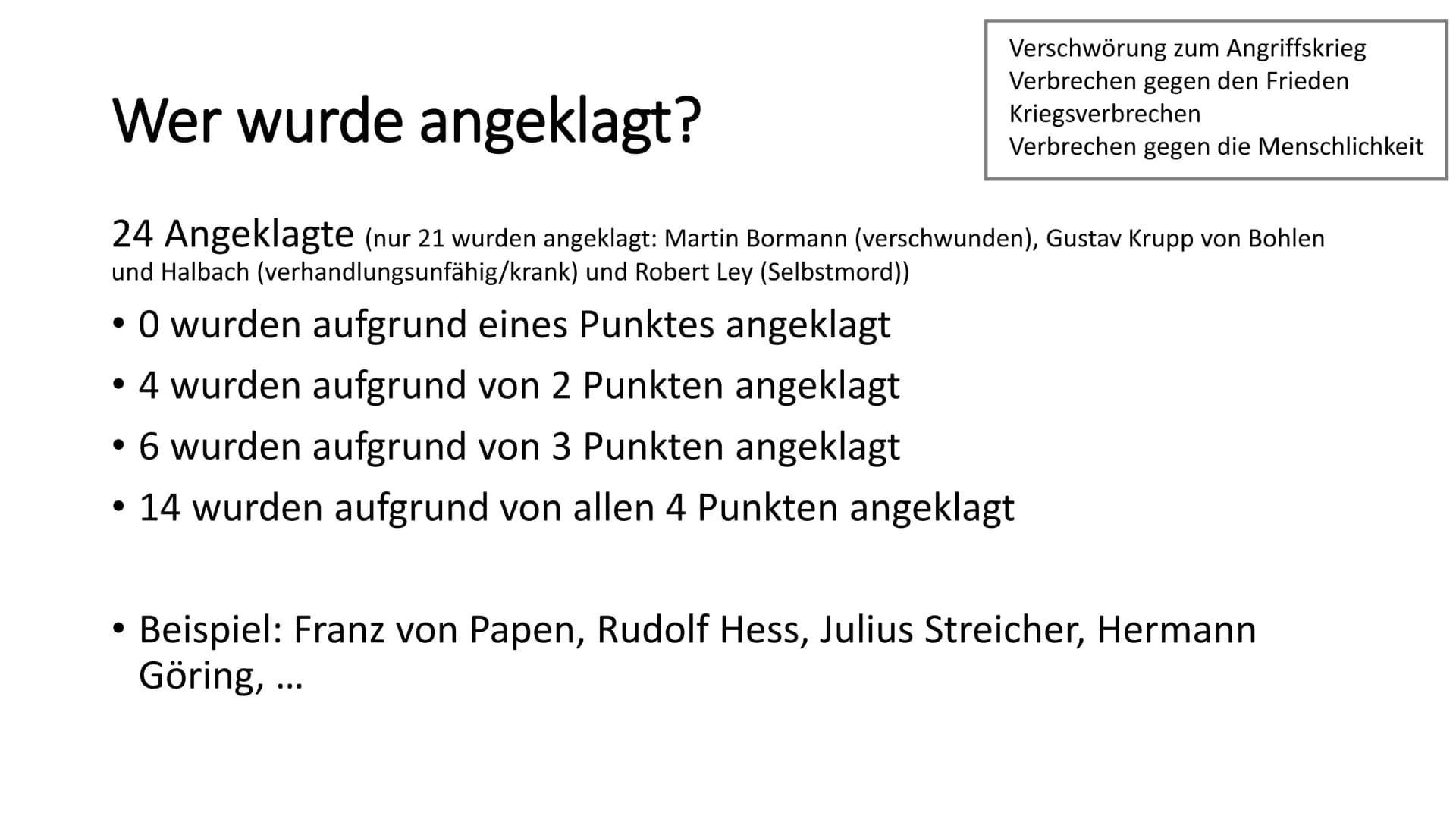 Nürnberger Prozesse - Warum waren diese so bedeutend?
Allgemein
- Beginn der Nürnberger Prozesse: 20. November 1945
- Die 3 größten Verbrech