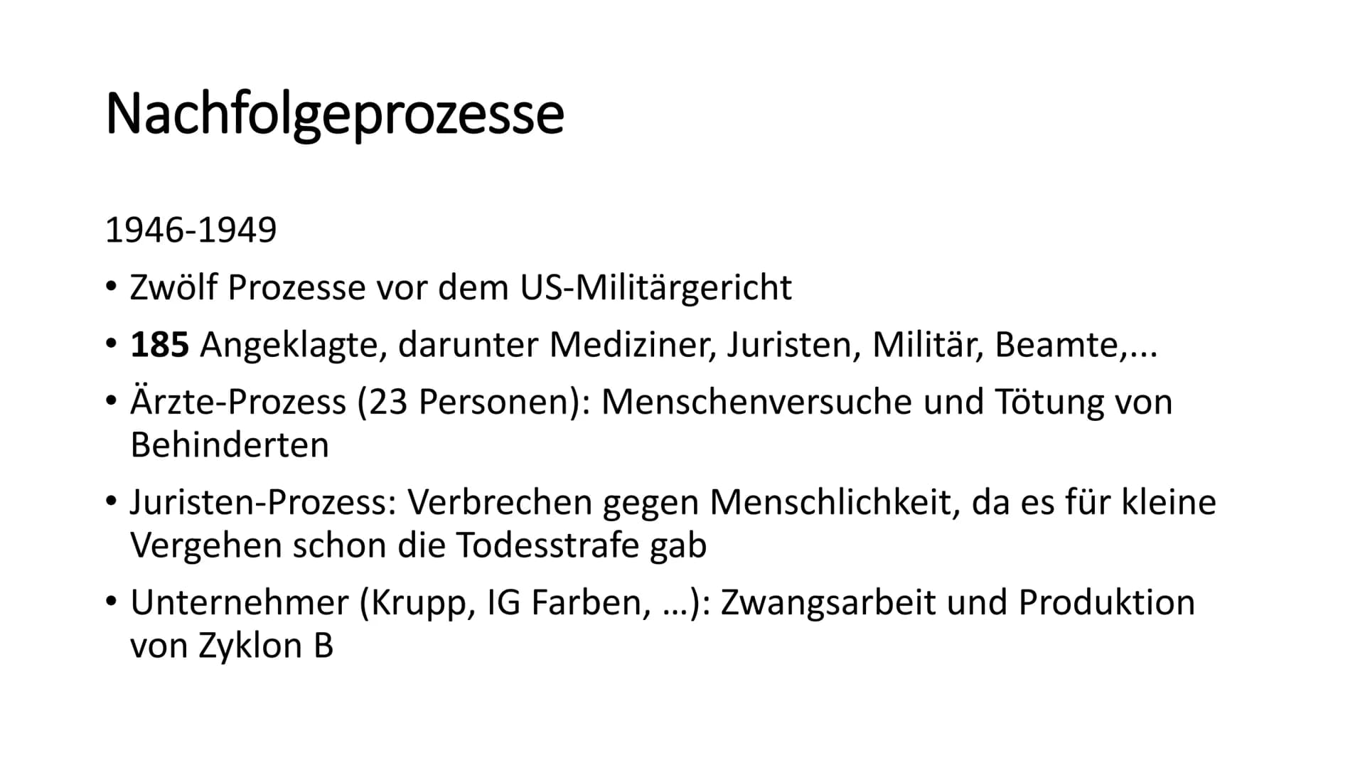 Nürnberger Prozesse - Warum waren diese so bedeutend?
Allgemein
- Beginn der Nürnberger Prozesse: 20. November 1945
- Die 3 größten Verbrech