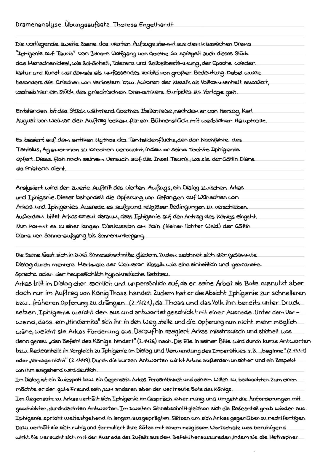 Dramenanalyse Iphigenie auf Tauris