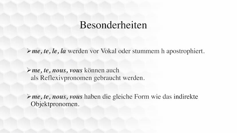 L'objet direct
Das direkte Objekt/
Die direkten
Objektpronomen ●
●
●
●
Gliederung
Was sind direkte Objektpronomen?
Formen/ Gebrauch
Besonder