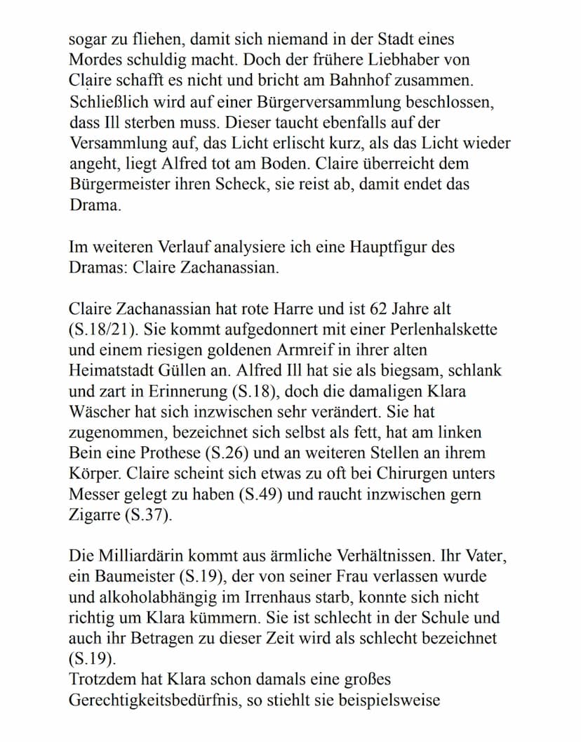 Personenanalyse von Claire Zachanassian
In der tragischen Komödie ,,Der Besuch der alten Dame" von
Friedrich Dürrenmatt, im Jahr 1956 verfas