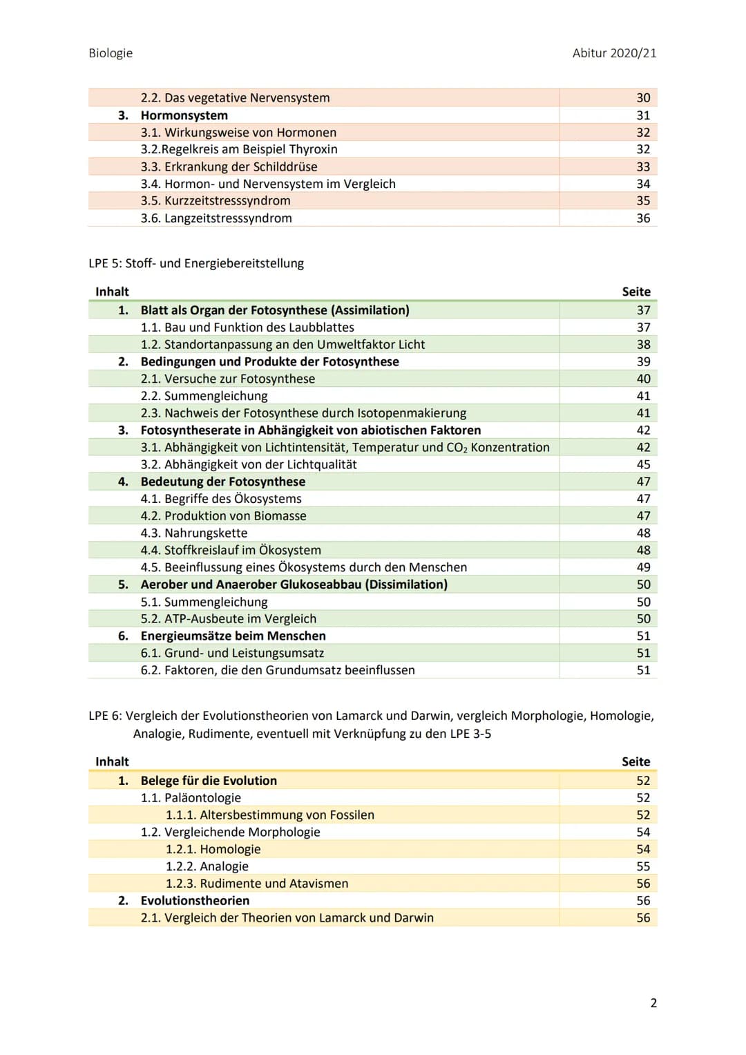 Biologie
Zusammenfassung der Themengebiete zu Biologie
LPE 3, 4, 5 und 6
LPE 3: Genetik
Inhalt
1. Sexuelle Fortpflanzung
1.1. Keimzellbildun