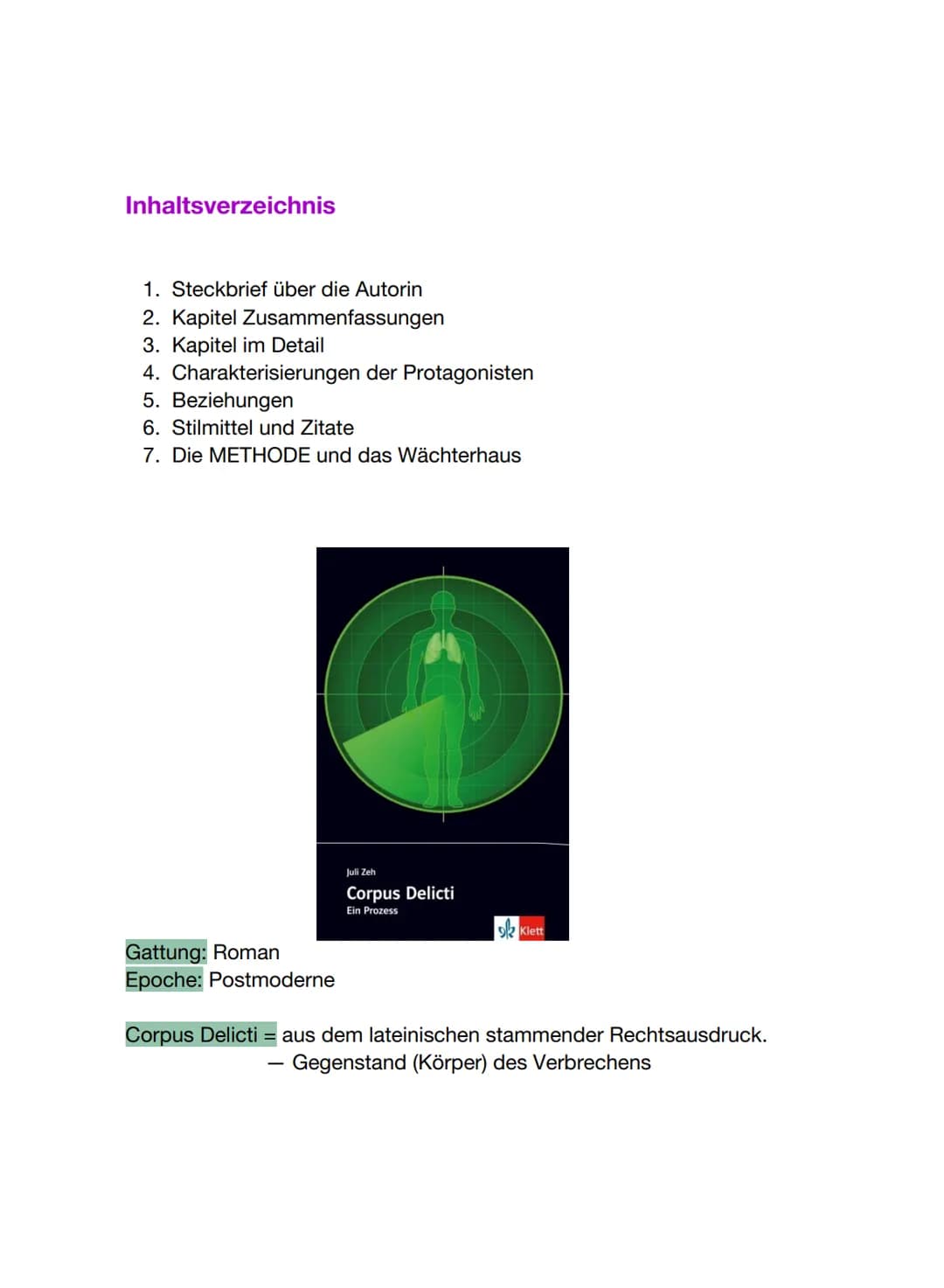 Inhaltsverzeichnis
1. Steckbrief über die Autorin
2. Kapitel Zusammenfassungen
3. Kapitel im Detail
4. Charakterisierungen der Protagonisten