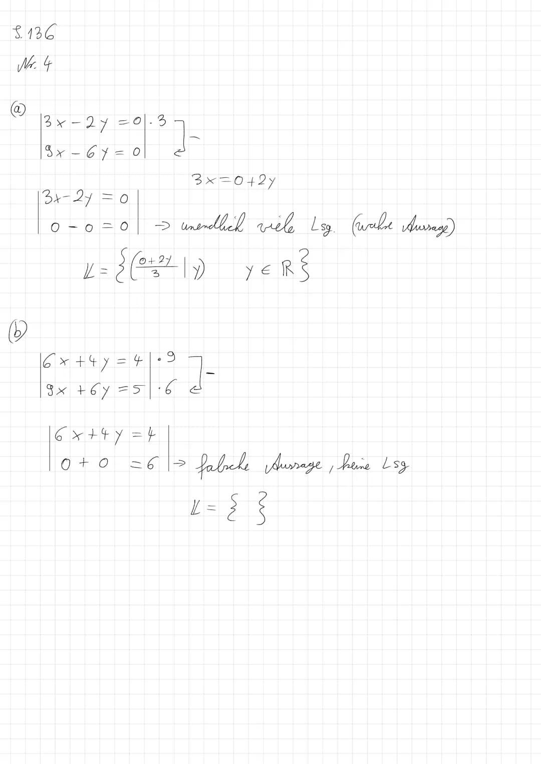 (1)
3 x + 4y
12 x
(3)
3x + 4y
16
x
x
чу
X
=5
>
= 4:2
+4y=5 X eingesetzt |-6
= 2
= -1
= 5
= 2
=
X
14 = {(61-4)}
-
1
2x+4y = 12
1-2x-3y = -10
