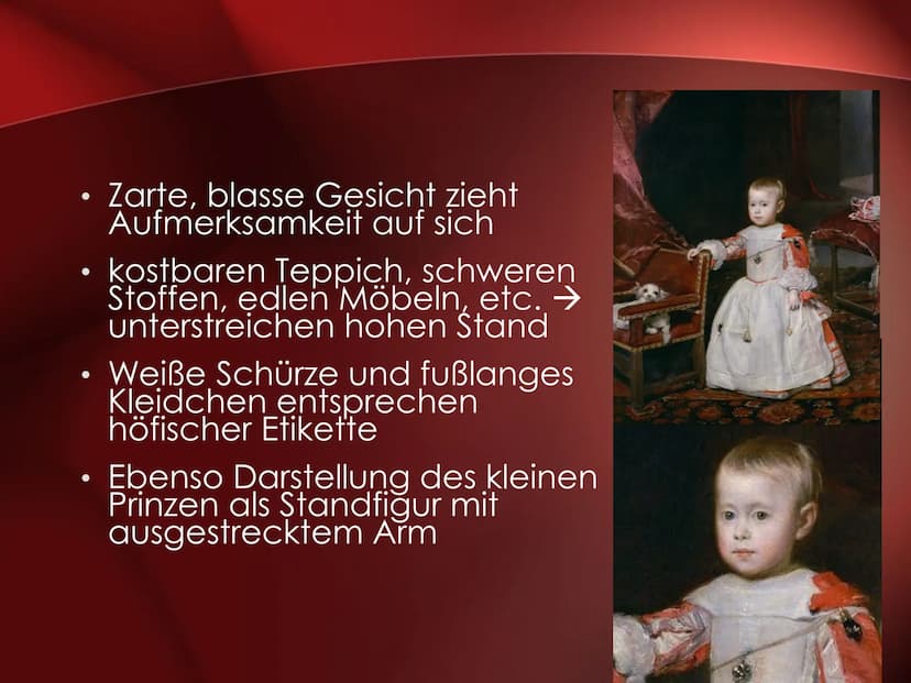 DER HOFMALER - DER
MALER DES KÖNIGS
Kunst im Barock Erklärung
Mit abgestuften Rottönen erzeugt der Künstler eine warme aber auch schwer last