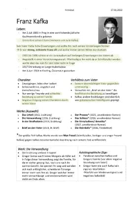 Know Franz Kafka Handout mit “Heimkehr” Interpretation thumbnail