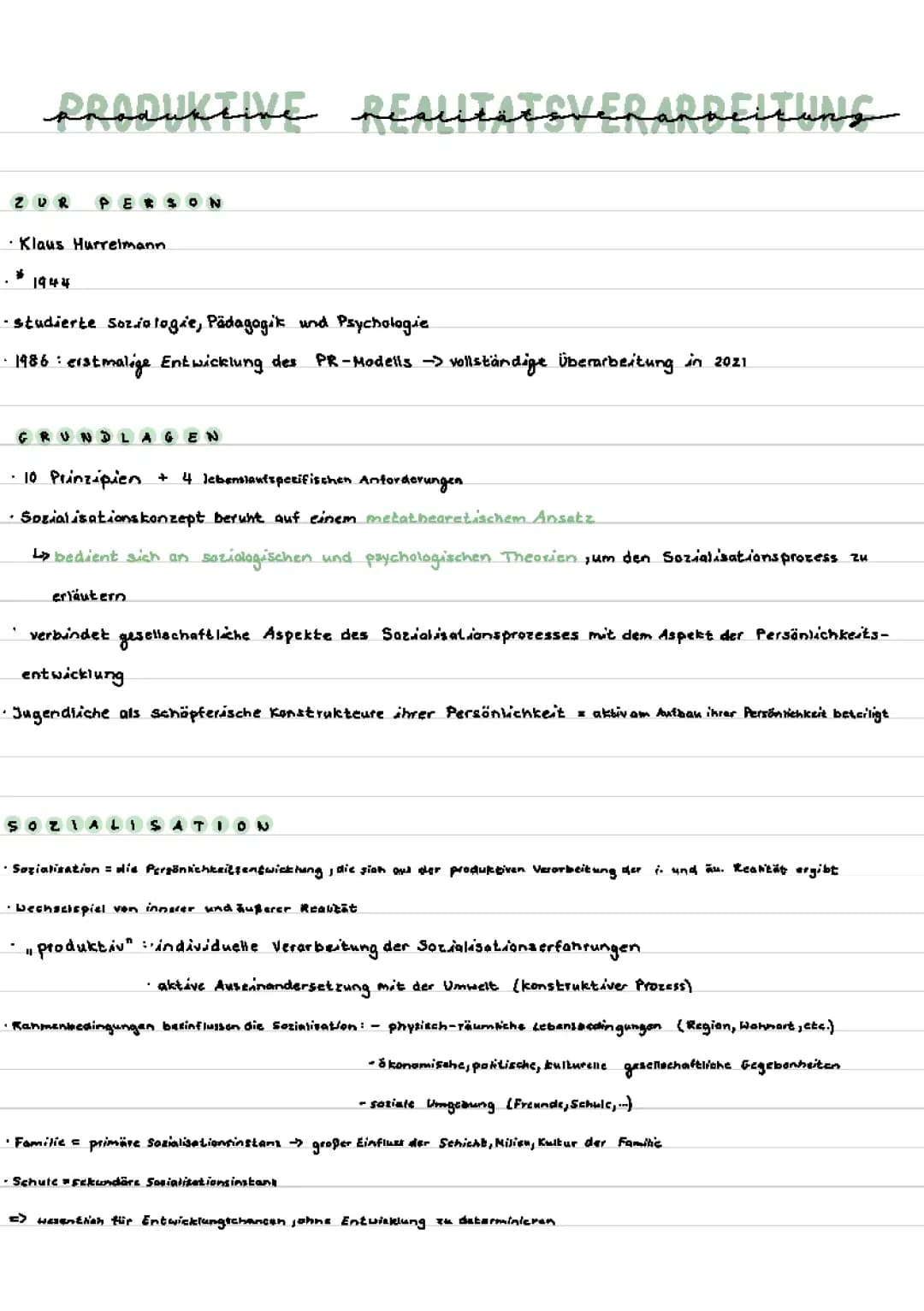 Produktive Realitätsverarbeitung nach Hurrelmann/ Bauer