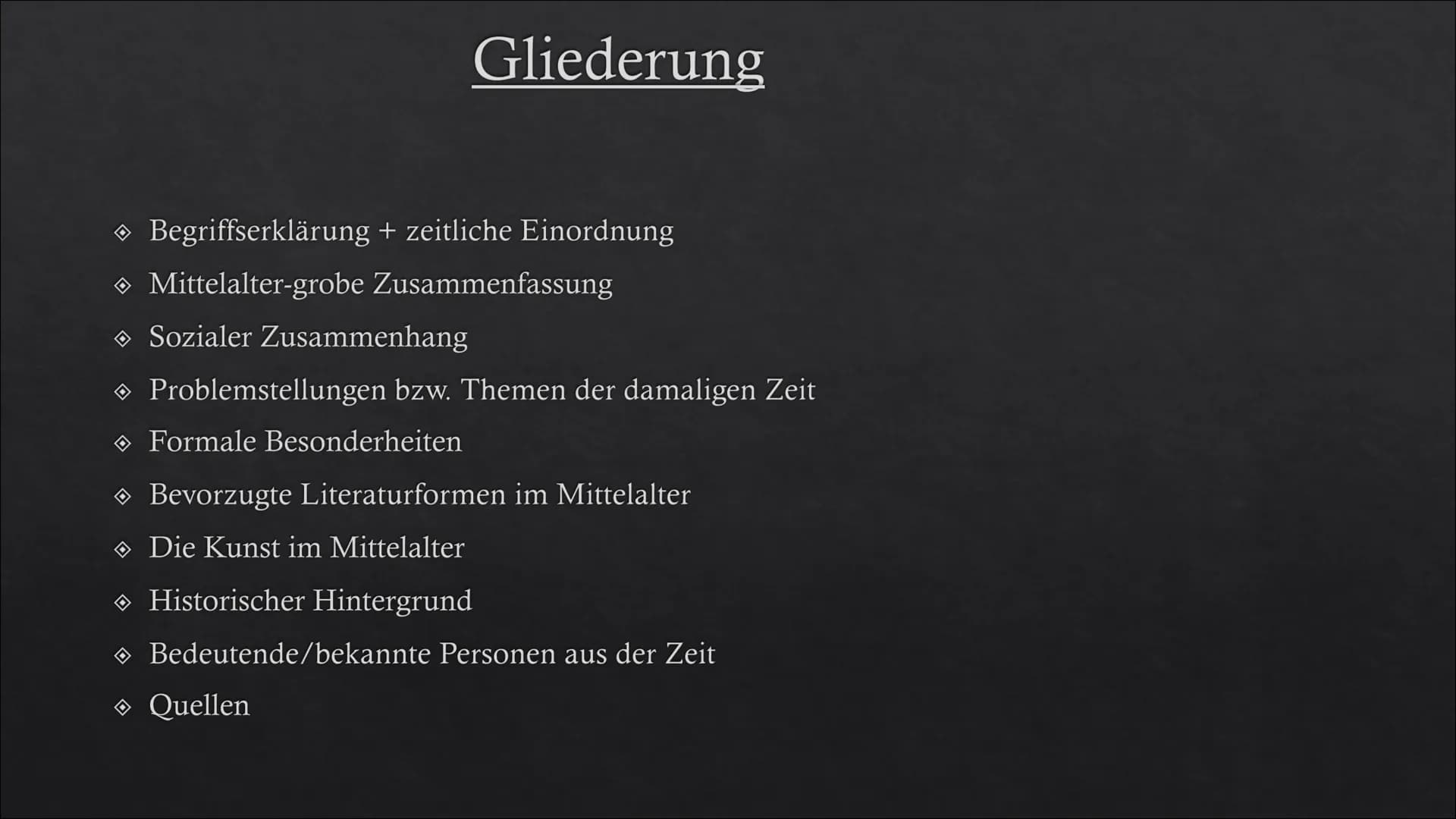 
<p>Das Mittelalter ist eine Epoche zwischen dem 6. und 15. Jahrhundert, die in der europäischen Geschichte zwischen Antike und Neuzeit lieg