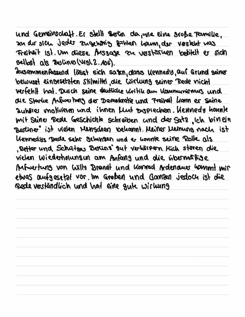 27. April 20 22
Redeanalyse: Rede von John Fitzgerald Kennedy in Berlin
In der Rede John Kennedys, welche er am 26. Juni 1963 auf Grund
Sein